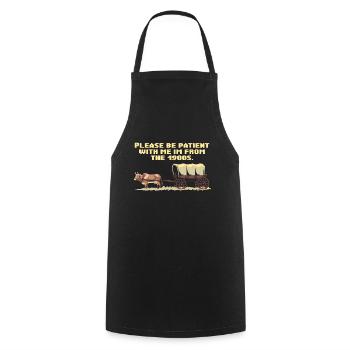 Please bear with me, I'm from the 1900s - Cooking Apron - black - Front - AI Model Male 185 dark (185cm)