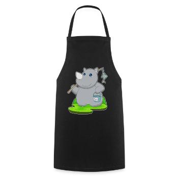 Pêche au poisson pêcheur rhinocéros - Tablier de cuisine - noir - Devant - AI Model Male 185 dark (185cm)