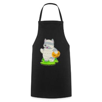 Cat Halloween Mummy - Cooking Apron - black - Front - AI Model Male 185 dark (185cm)