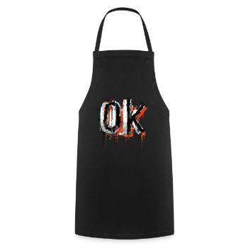 Expressive Ok Graffiti Design in White and - Cooking Apron - black - Front - AI Model Male 185 dark (185cm)
