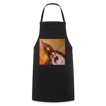Rooster and chicken - Cooking Apron - black - Front - AI Model Male 185 dark (185cm)