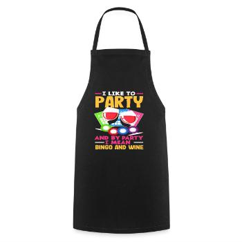 Bingo Player Party avec Bingo et vin - Tablier de cuisine - noir - Devant - AI Model Male 185 dark (185cm)