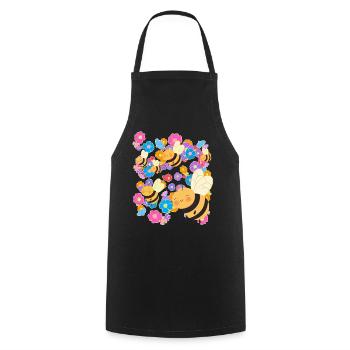 Biene Bienen Blume Blumen Sommer Kinder - Kochschürze - Schwarz - Vorne - AI Model Male 185 dark (185cm)
