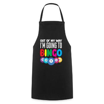 Bingo Out the Way Je vais au bingo - Tablier de cuisine - noir - Devant - AI Model Male 185 dark (185cm)