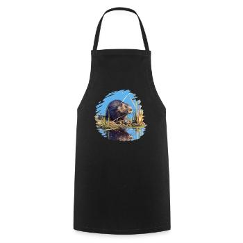 Rat musqué - Tablier de cuisine - noir - Devant - AI Model Male 185 dark (185cm)