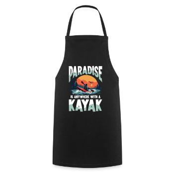 Le paradis est partout avec le kayak - Tablier de cuisine - noir - Devant - AI Model Male 185 dark (185cm)