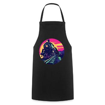 Railway Illustration - Cooking Apron - black - Front - AI Model Male 185 dark (185cm)