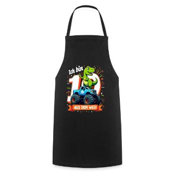 Dinosaur 10th Birthday Monster Truck - Cooking Apron - black - Front - AI Model Male 185 dark (185cm)