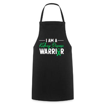I Am A Kidney Disease Warrior Green Ribbon Kidney - Cooking Apron - black - Front - AI Model Male 185 dark (185cm)