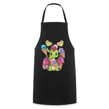 Cream Cream Kids Child Dragon Dragon - Cooking Apron - black - Front - AI Model Male 185 dark (185cm)