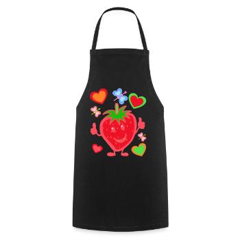 Erdbeere Erdbeer Kinder Kind Sommerzeit - Kochschürze - Schwarz - Vorne - AI Model Male 185 dark (185cm)