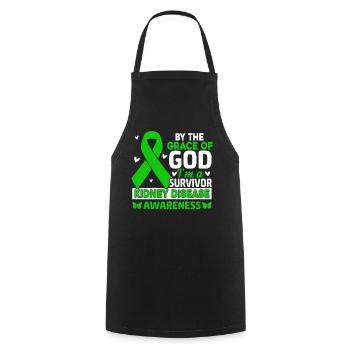 By The Grace Of God Im A Survivor Green Ribbon - Cooking Apron - black - Front - AI Model Male 185 dark (185cm)