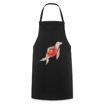 Seal Basketball Player Basketball - Cooking Apron - black - Front - AI Model Male 185 dark (185cm)