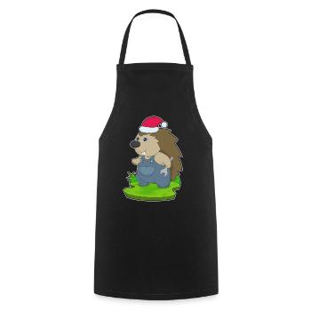 Hedgehog Christmas Mechanic - Cooking Apron - black - Front - AI Model Male 185 dark (185cm)