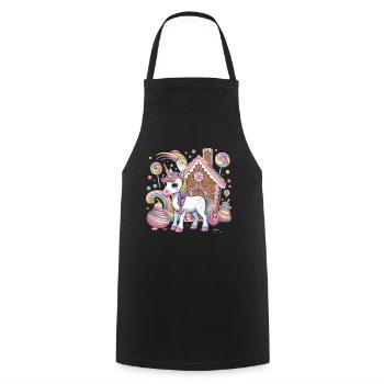 Magic Unicorn and Gingerbread House with - Cooking Apron - black - Front - AI Model Male 185 dark (185cm)