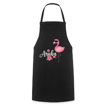 Aruba Bonaire, Curaçao, Drôle de Flamingo Beach, néerlandais - Tablier de cuisine - noir - Devant - AI Model Male 185 dark (185cm)