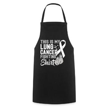 C’est mon ruban blanc de lutte contre le cancer du poumon - Tablier de cuisine - noir - Devant - AI Model Male 185 dark (185cm)