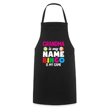 Joueur de bingo Mamie Mon nom Mon jeu - Tablier de cuisine - noir - Devant - AI Model Male 185 dark (185cm)