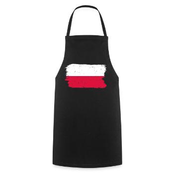 Polish Flag Brush Stroke - Cooking Apron - black - Front - AI Model Male 185 dark (185cm)