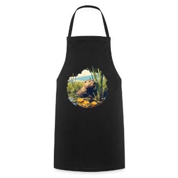 Rat musqué - Tablier de cuisine - noir - Devant - AI Model Male 185 dark (185cm)