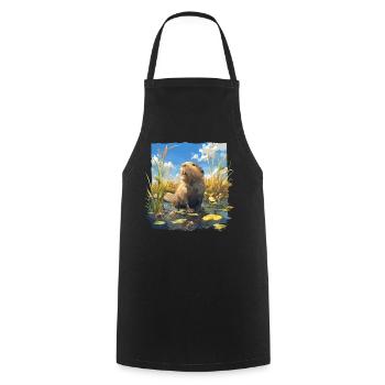 Rat musqué - Tablier de cuisine - noir - Devant - AI Model Male 185 dark (185cm)