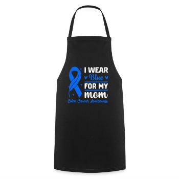 I Wear Blue for My Mom Colorectal Blue Ribbon - Cooking Apron - black - Front - AI Model Male 185 dark (185cm)