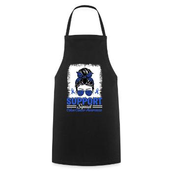 Support Squad Messy Bun Blue Ribbon Colorectal - Cooking Apron - black - Front - AI Model Male 185 dark (185cm)