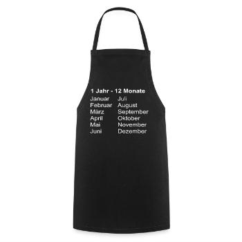 1Jahr 12 Monate Kalender Print - Kochschürze - Schwarz - Vorne - AI Model Male 185 dark (185cm)