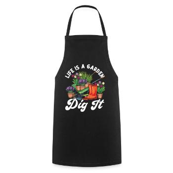 Plant Lover Gardening Pun Life Is - Cooking Apron - black - Front - AI Model Male 185 dark (185cm)