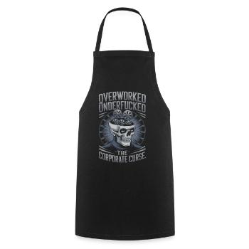 Überlastet und unterbezahlt - Funny Corporate Skull - Kochschürze - Schwarz - Vorne - AI Model Male 185 dark (185cm)