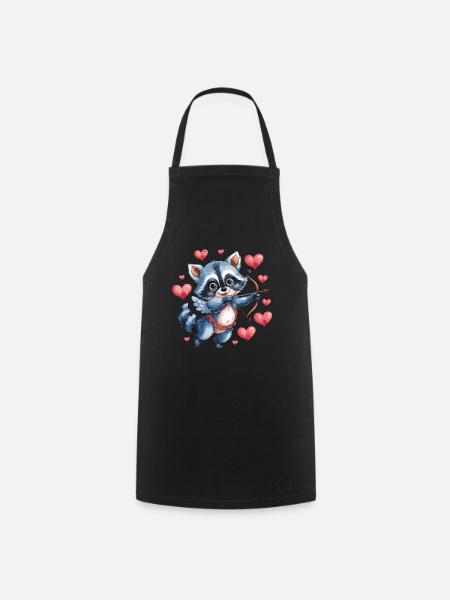 Cupidon viverrin avec flèche et cœur - Tablier de cuisine - noir