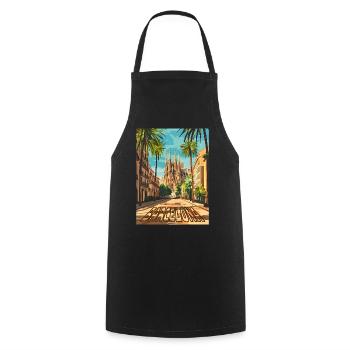 Barcelonastraße bis Sagrada Família - Kochschürze - Schwarz - Vorne - AI Model Male 185 dark (185cm)