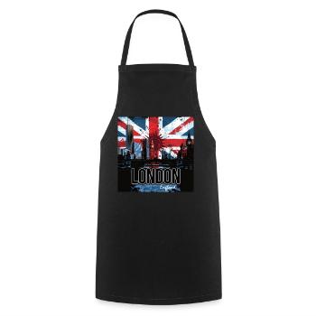 Union Jack de graffiti sur la skyline de Londres - Tablier de cuisine - noir - Devant - AI Model Male 185 dark (185cm)