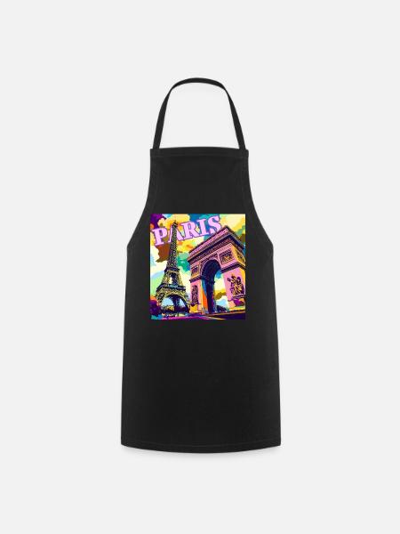 Pariser Pop-Art-Skyline - Kochschürze - Schwarz