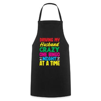 Soirée bingo : Rendre mon mari fou - Tablier de cuisine - noir - Devant - AI Model Male 185 dark (185cm)
