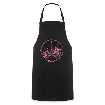 Emblème de la Fleur Rose de Paris - Tablier de cuisine - noir - Devant - AI Model Male 185 dark (185cm)