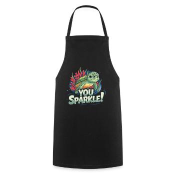 You sparkle! Turtle with corals and - Cooking Apron - black - Front - AI Model Male 185 dark (185cm)