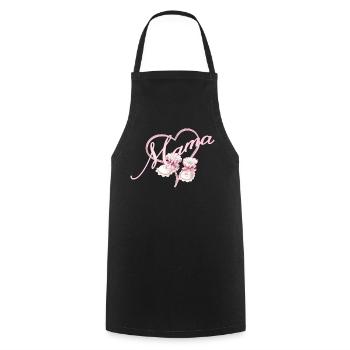 Maman avec coeur et chaussures bébé fille rose - Tablier de cuisine - noir - Devant - AI Model Male 185 dark (185cm)