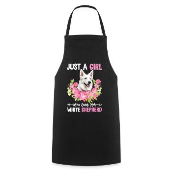 Just A Girl Who Loves Her White Shepherd Funny - Cooking Apron - black - Front - AI Model Male 185 dark (185cm)