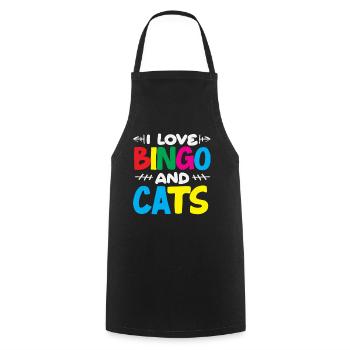 Joueurs de bingo - J’aime le bingo et les chats - Tablier de cuisine - noir - Devant - AI Model Male 185 dark (185cm)