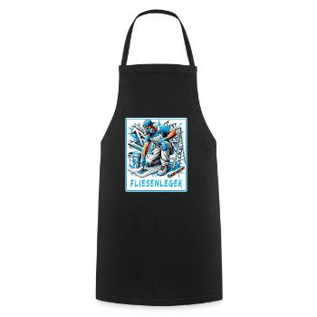 Fliesenleger Design - Kochschürze - Schwarz - Vorne - AI Model Male 185 dark (185cm)