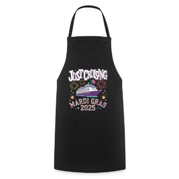 Just Cruising Mardi Gras 2025 Cruise Fun - Cooking Apron - black - Front - AI Model Male 185 dark (185cm)
