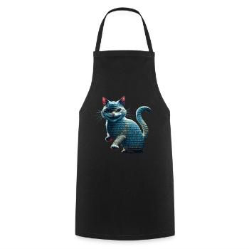 Tech-Katze mit Binärcode für Programmierer und - Kochschürze - Schwarz - Vorne - AI Model Male 185 dark (185cm)