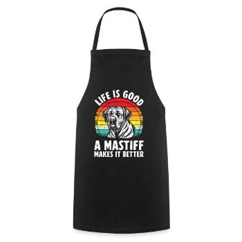 Life Is Good A Mastiff Makes It Better Retro - Cooking Apron - black - Front - AI Model Male 185 dark (185cm)
