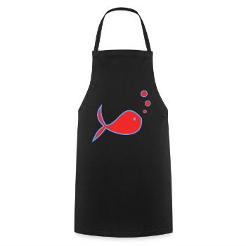 APRIL FOOL. FISH. SARDINE. ANNIVERSARY - Cooking Apron - black - Front - AI Model Male 185 dark (185cm)