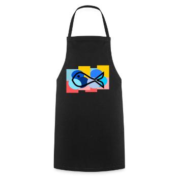 POISSON. SARDINE. POISSON D'AVRIL. MER. OCÉAN - Tablier de cuisine - noir - Devant - AI Model Male 185 dark (185cm)