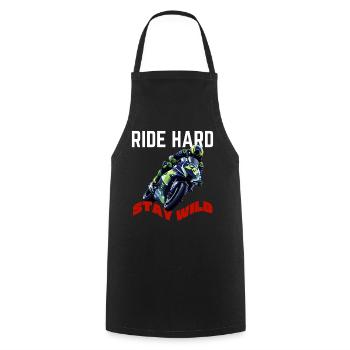 Roule dur, reste sauvage, moto rider - Tablier de cuisine - noir - Devant - AI Model Male 185 dark (185cm)