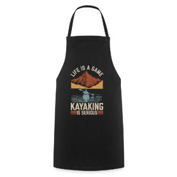 Life is a game Kayaking is serious - Canoeing - Cooking Apron - black - Front - AI Model Male 185 dark (185cm)