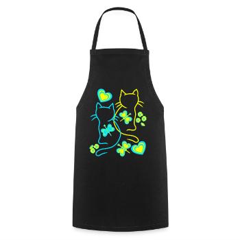 Retro Katzen Katze Vintage 80er 90er - Kochschürze - Schwarz - Vorne - AI Model Male 185 dark (185cm)