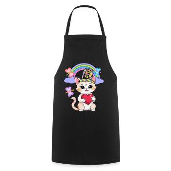 Chats Chat Enfants Enfant Coeur Coeurs - Tablier de cuisine - noir - Devant - AI Model Male 185 dark (185cm)